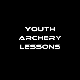 Youth archery lessons white text  on black background