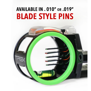 CBE TREK PRO SIGHT .019closeup of blade style pins on white background