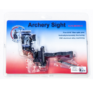 archery sight in red, white, and blue packaging on white background