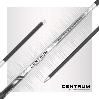 arrow shafts with altra arrows centrum premier branding on a white and gray background