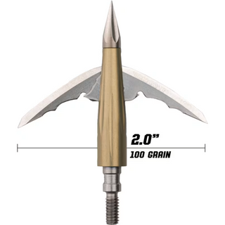 Archery broadhead with measurement details on a white background