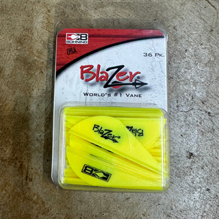 Bohning Blazer Vane yellow in package on cement background