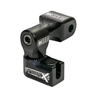 Black metal archery bow component with 'C3ES' branding on a white background