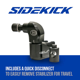 Black stabilizer component with 'Sidekick' branding on a white and blue background