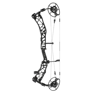 Black compound bow on a white background