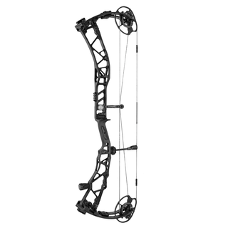 Black compound bow on a white background