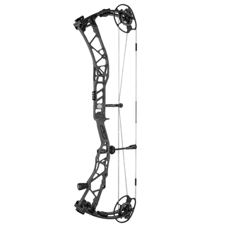 gray compound bow on a white background