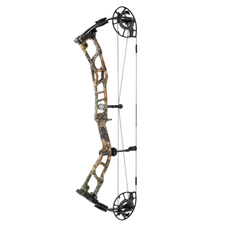 Camouflage compound bow on a white background