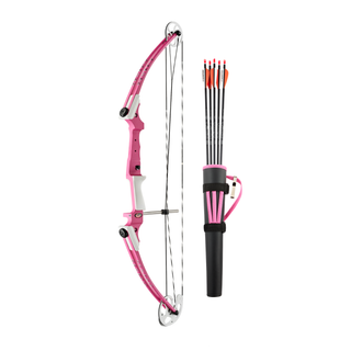 pink recurve bow kit on a white background