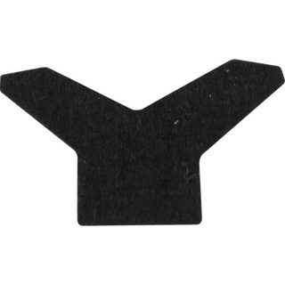 black felt piece on a white background