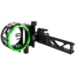 Bow sight with green and black design on a white background