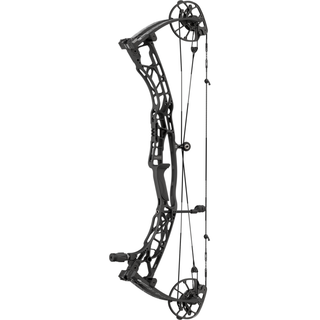 Black compound bow on a white background