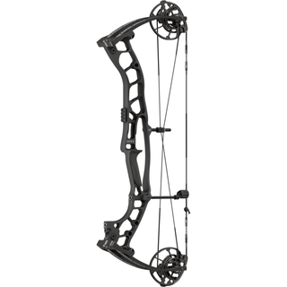 Black compound bow on a white background