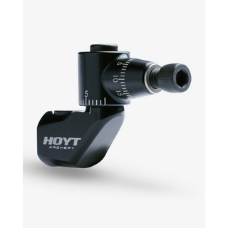 Black archery sidebar adapter with Hoyt branding on a white background