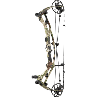 Camouflage compound bow on a white background