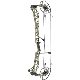 green compound bow on white background