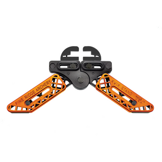 Orange and black archery stand on a white background