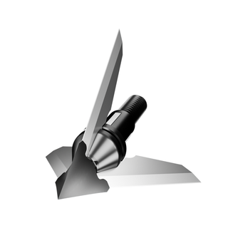 Metallic broadhead on a white background