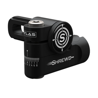 Black bow sight support with 'Shrewd' branding on a white background