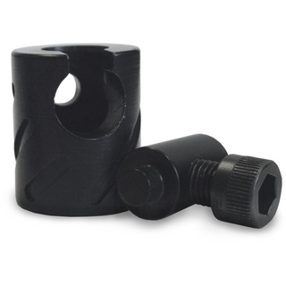 Black metal fitting on a white background