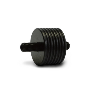 Black metal screw on a white background