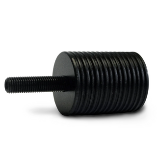 Black threaded rod on a white background
