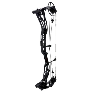 Black compound bow on a white background