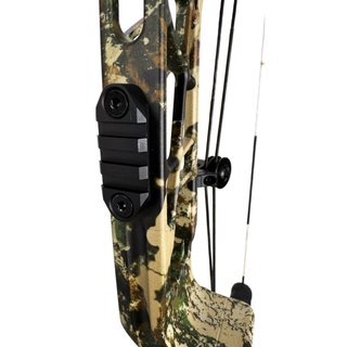 Camouflage compound bow close up on a white background