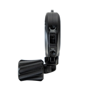 black button release on a white background