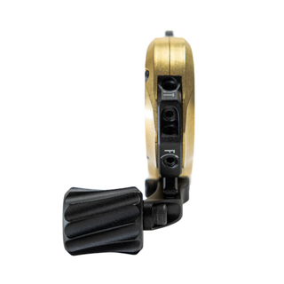 brass button release on a white background