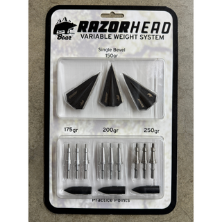 Bear razor head variable weight system in package on cement background