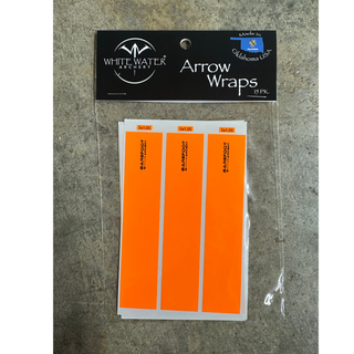 florescent orange barefoot logo arrow wraps in package on cement background