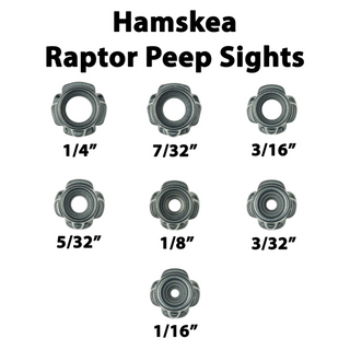 Hamskea Raptor Peep Sights with various sizes on a white background