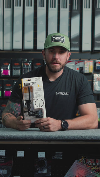 man behind the counter at an archery shop talking about the SWFT Duo