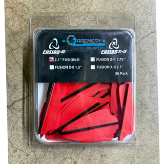 Q2 Archery
2.1" Fusion-II red 36 pack in package on cement background
