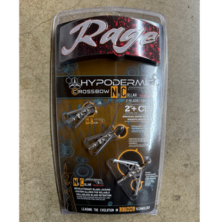 Rage  Hypodermic crossbow No Collar (NC) Blade Lock in package on cement background
