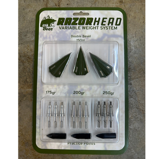 razorhead variable weight system in package on cement background